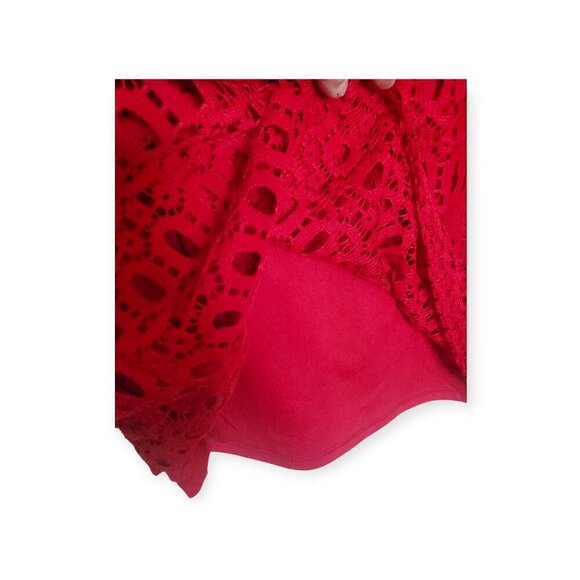 Karin Stevens Red Lace Crochet Dress Size 14 - Picture 9 of 15